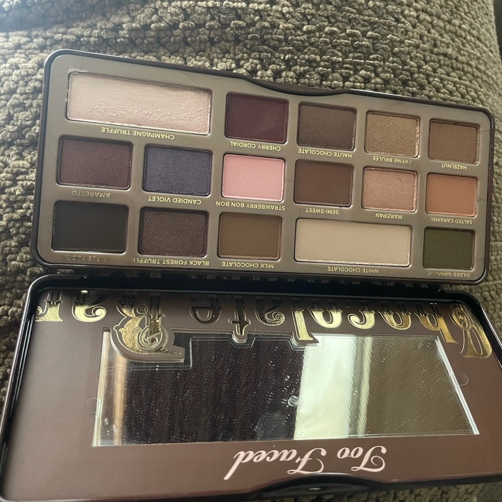Too faced chocolate bar palette.